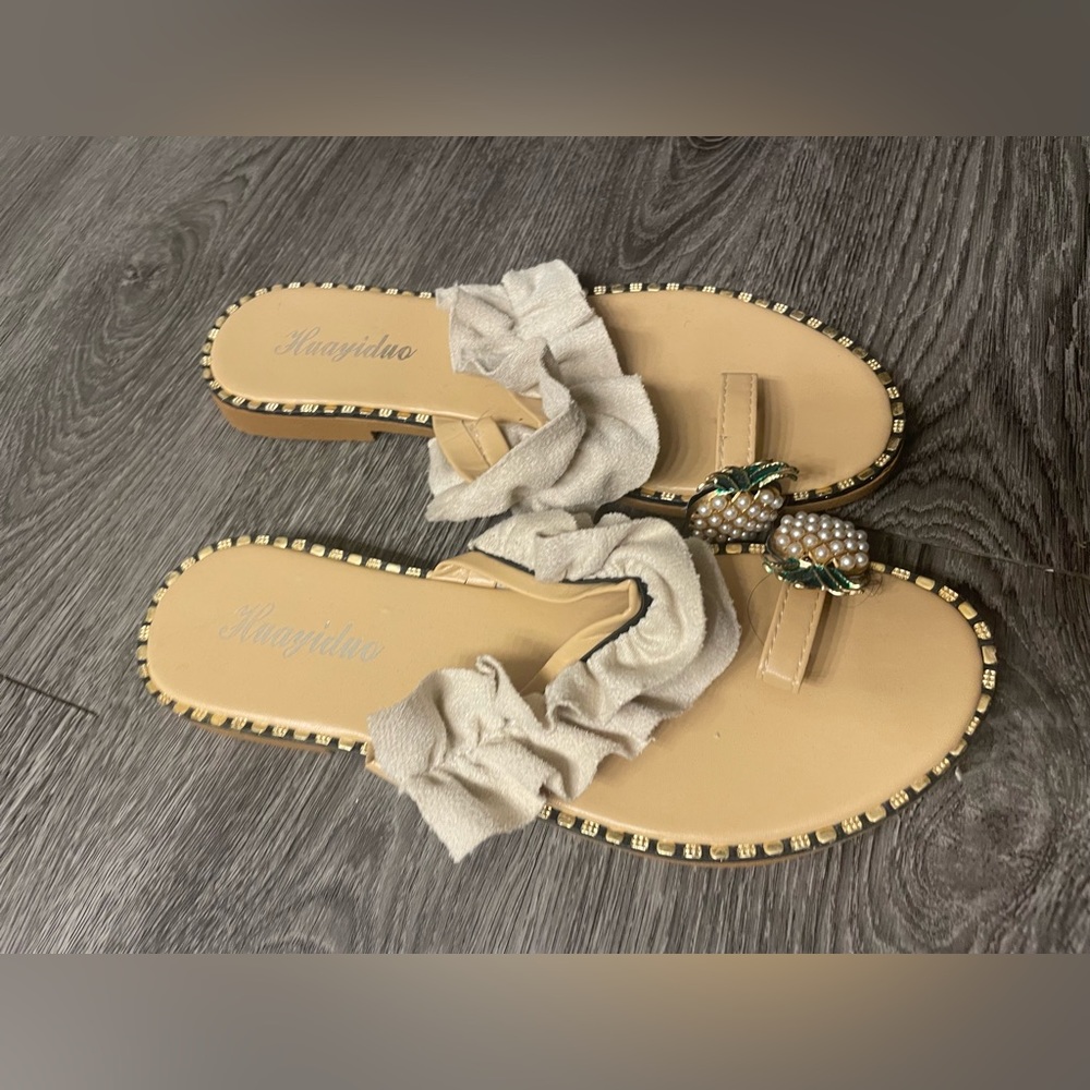 White pineapple sandals